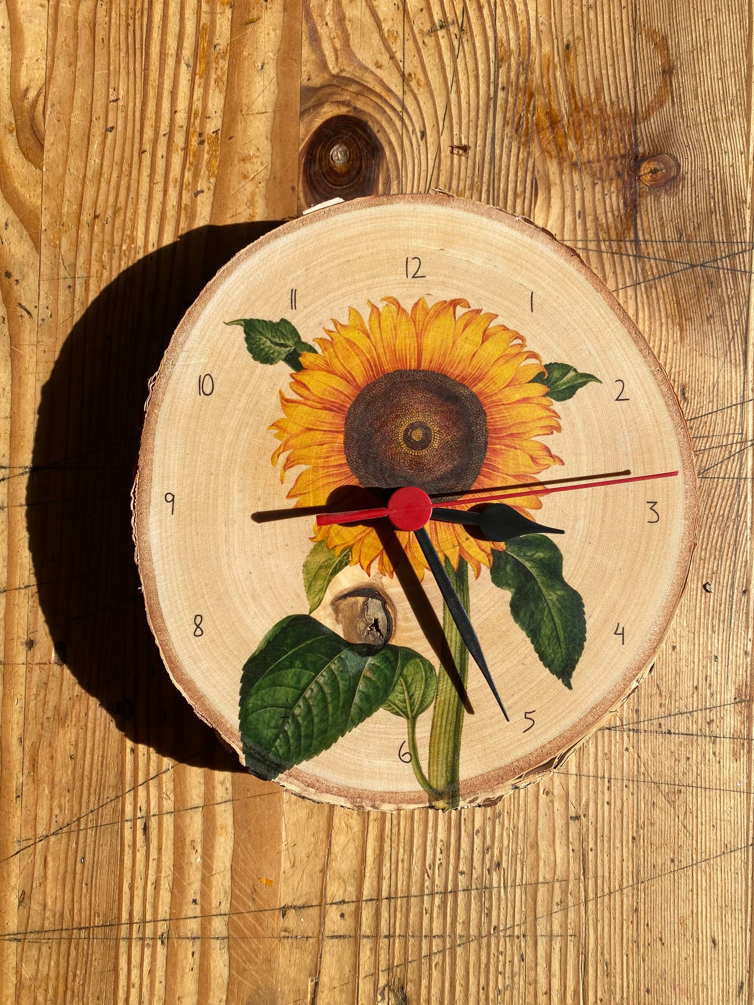Einzelstück Uhr Sonnenblume II