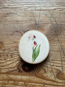 Wandbild Birke Marienkäfer Blume