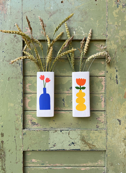 Wandvase Keramik mit sommerlichem Print