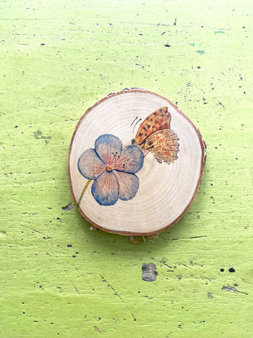 Wandbild Blume und Schmetterling