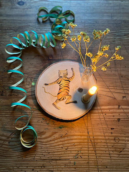 Kerzenhalter Tiger mit Vase